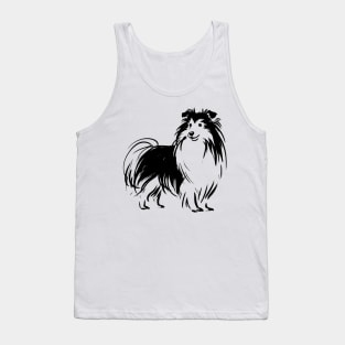 Stick figure sheltie dog in black ink Tank Top